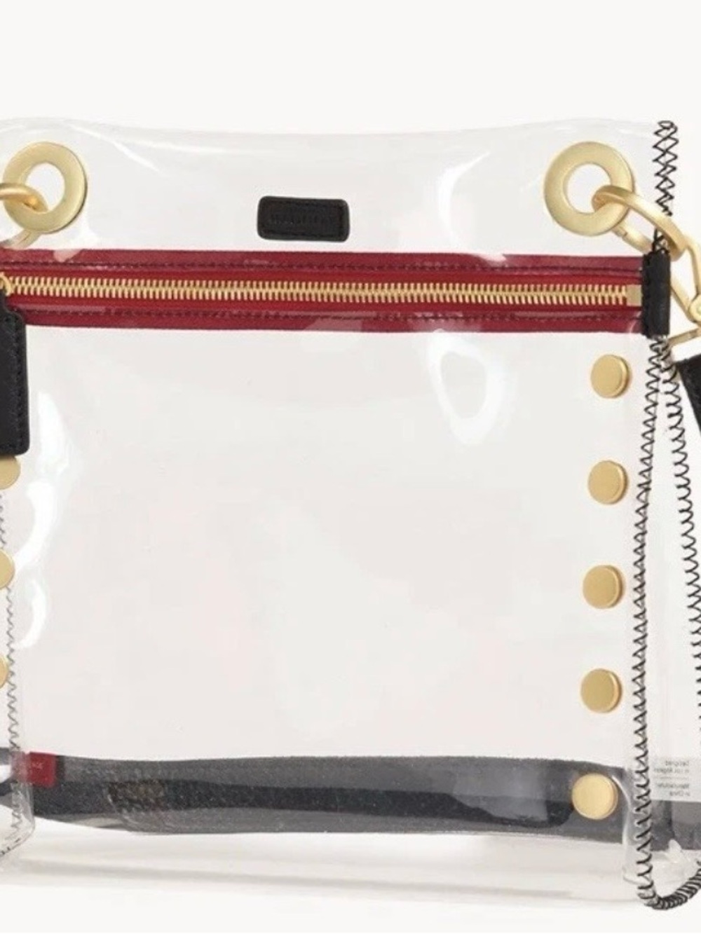 Hammitt "Tony" Clear Crossbody Medium Bag with Matte Gold / Black Strap